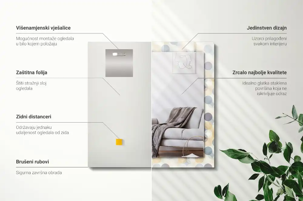 Rectangle decorative mirror Colorful round patterns