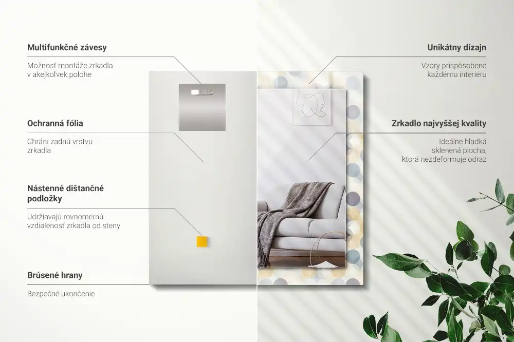 Rectangle decorative mirror Colorful round patterns