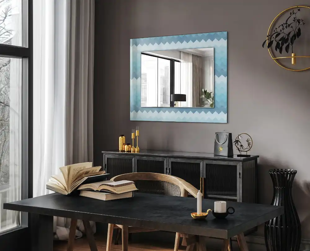 Rectangular wall mirror design Zigzag gradient pattern