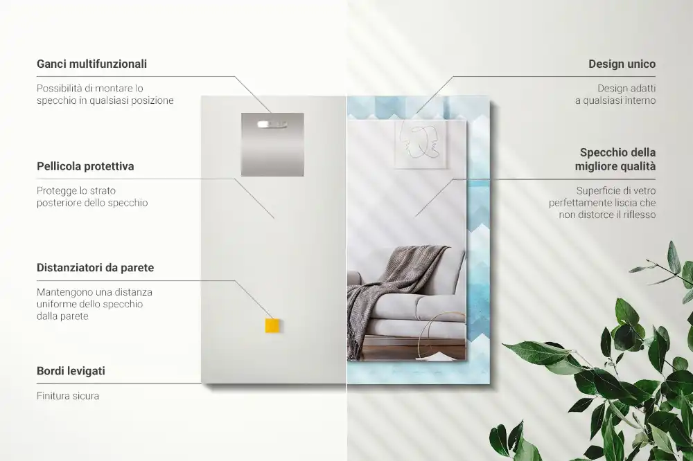 Rectangular wall mirror design Zigzag gradient pattern