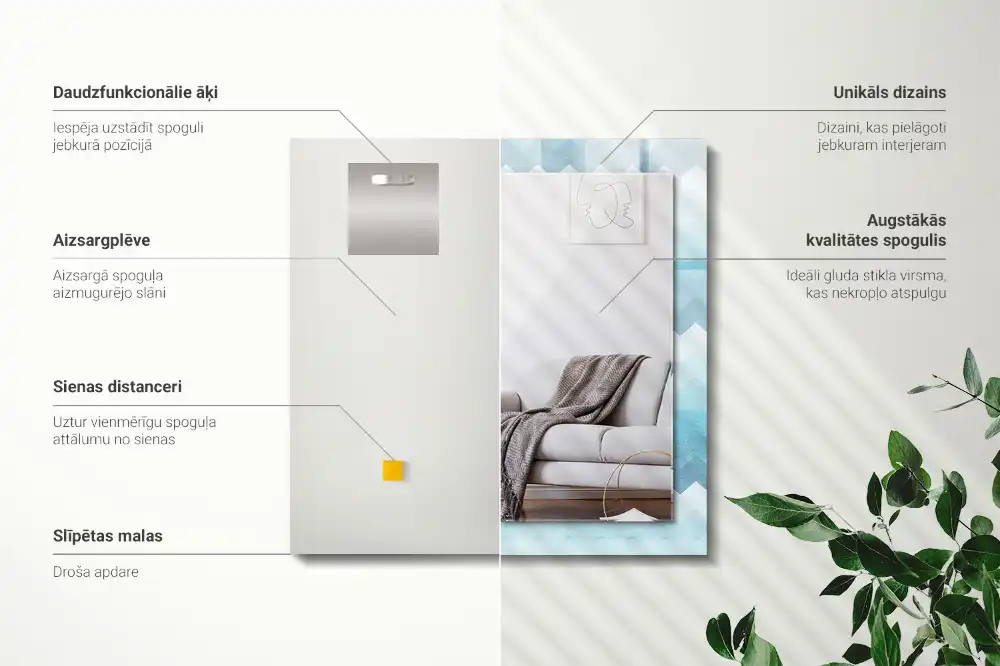 Rectangular wall mirror design Zigzag gradient pattern