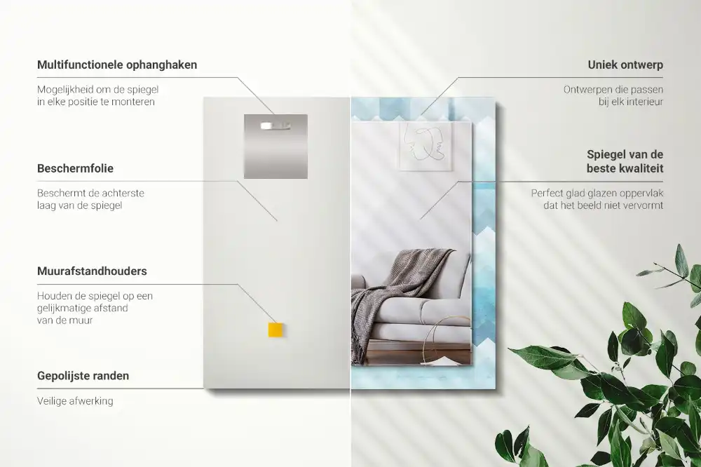 Rectangular wall mirror design Zigzag gradient pattern