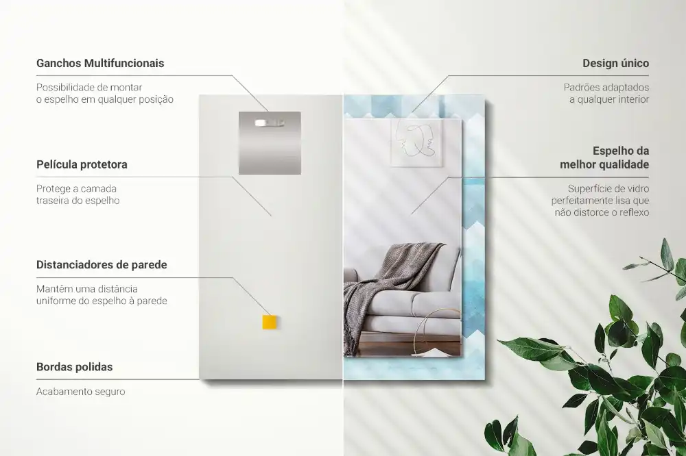 Rectangular wall mirror design Zigzag gradient pattern