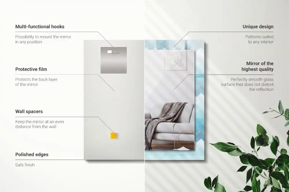 Rectangular wall mirror design Zigzag gradient pattern