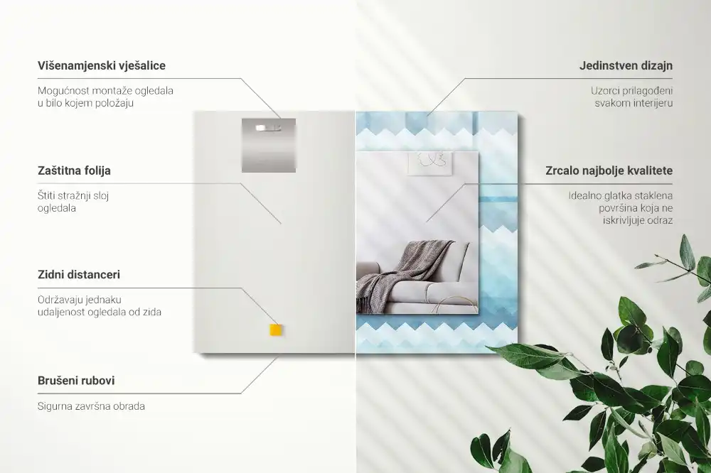 Rectangular wall mirror design Zigzag gradient pattern