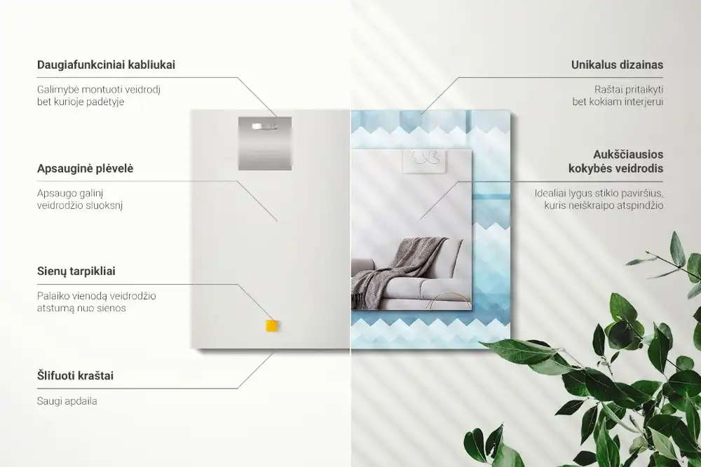 Rectangular wall mirror design Zigzag gradient pattern