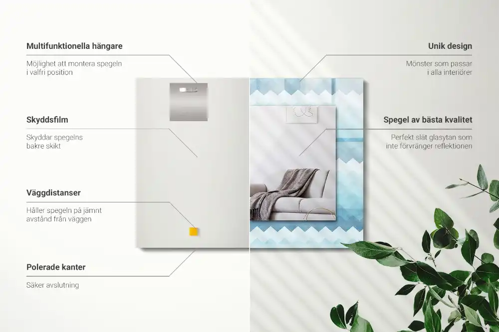 Rectangular wall mirror design Zigzag gradient pattern