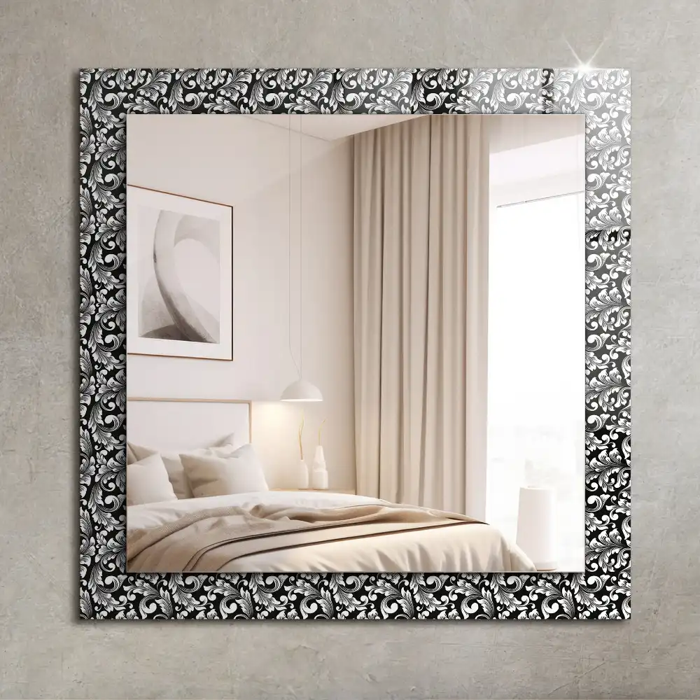 Rectangular decorative mirror Black and white ornaments