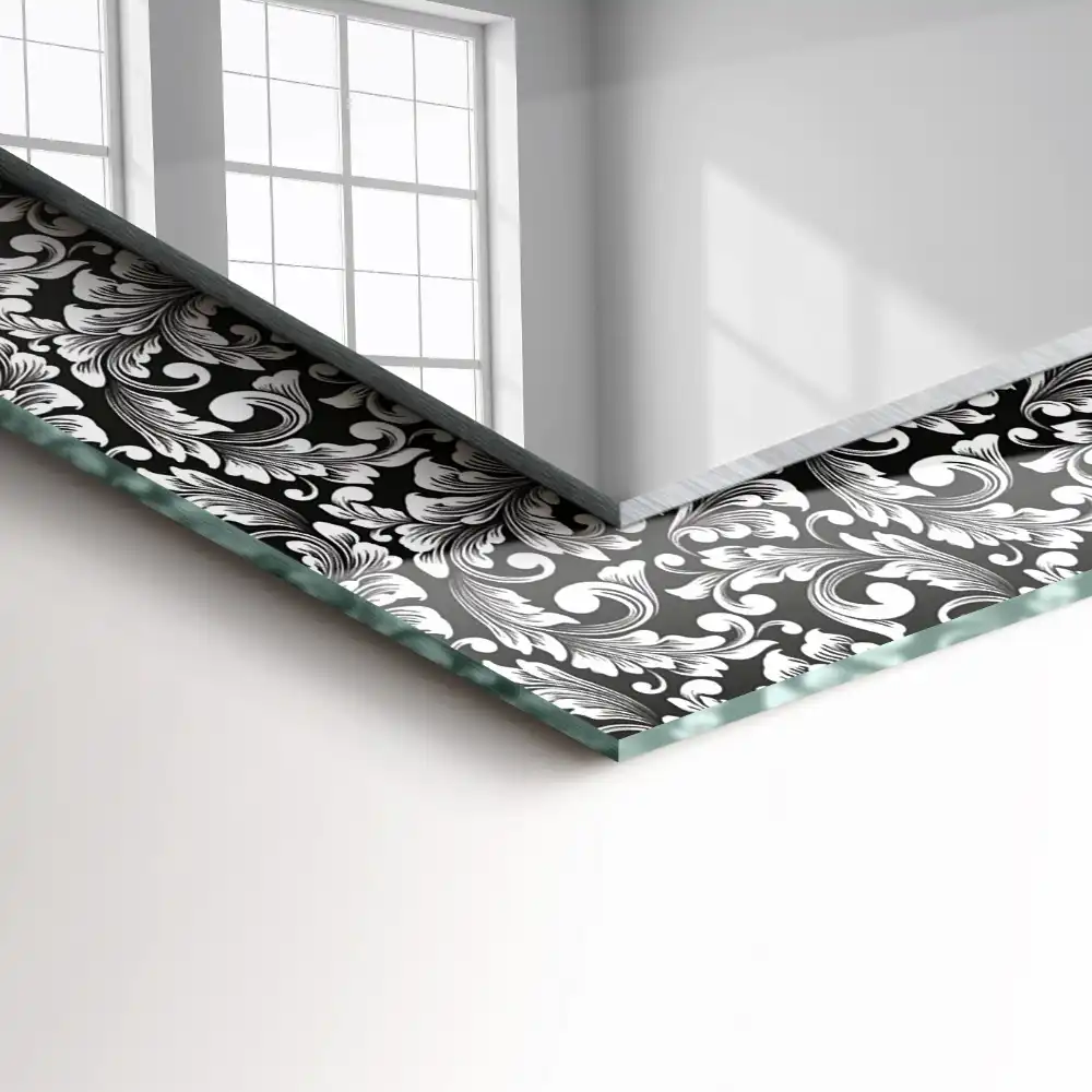 Rectangular decorative mirror Black and white ornaments