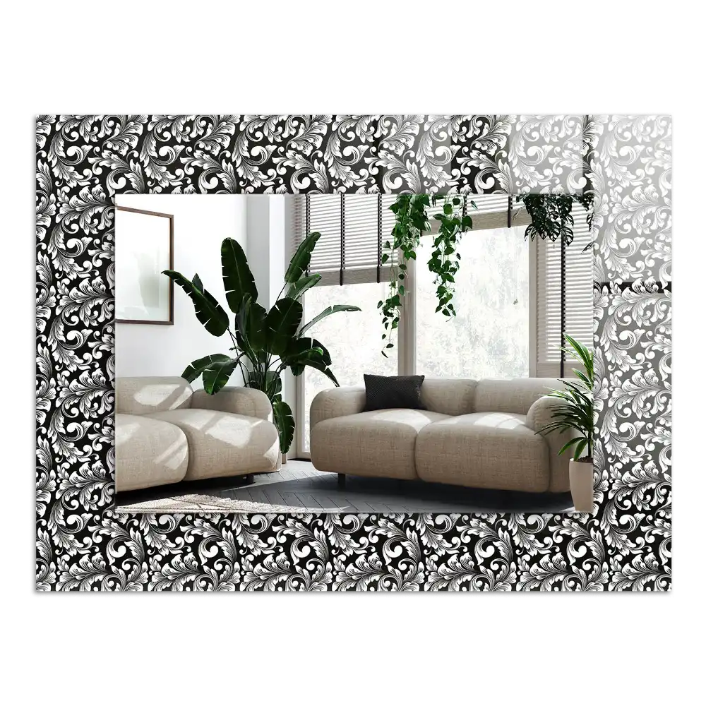 Rectangular decorative mirror Black and white ornaments
