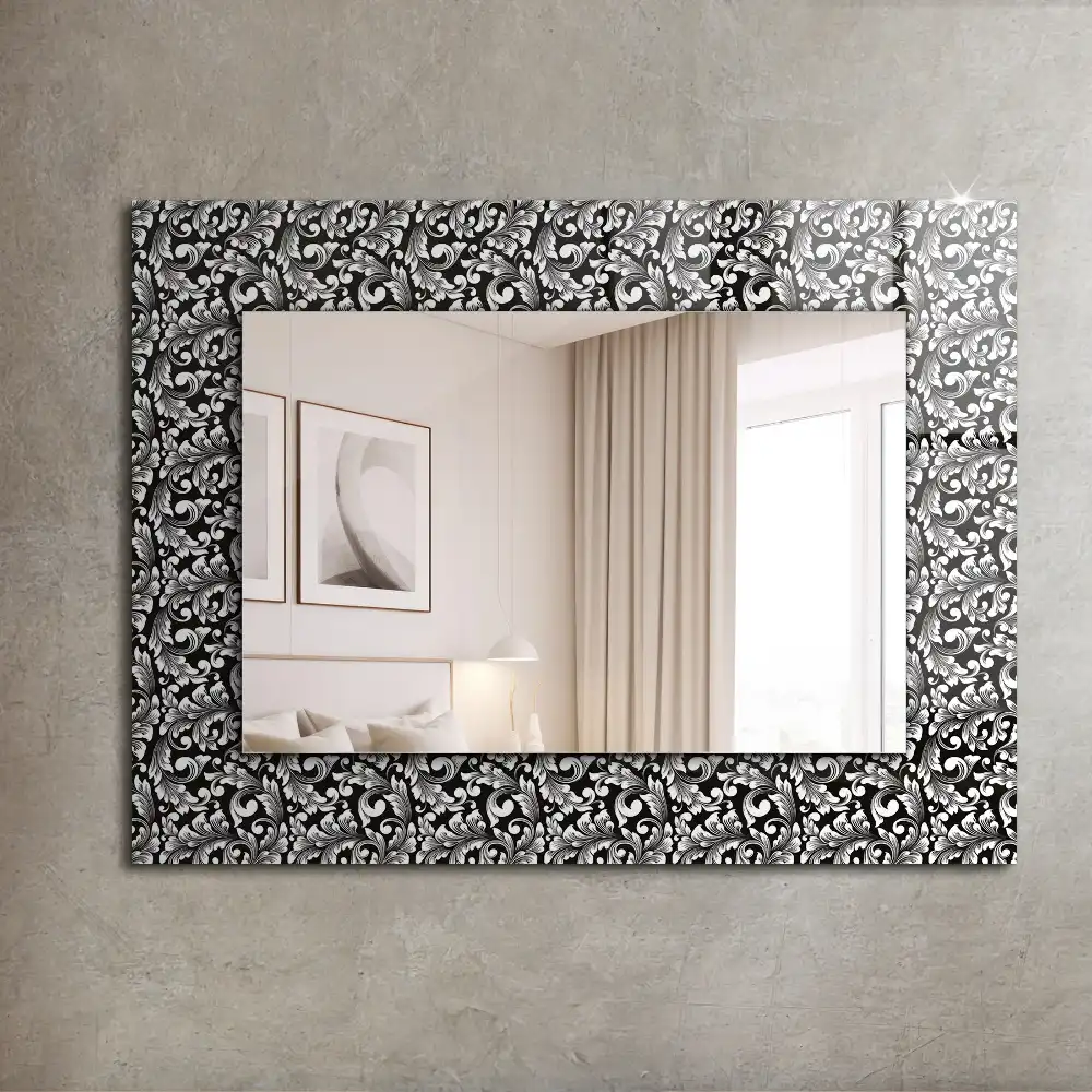 Rectangular decorative mirror Black and white ornaments