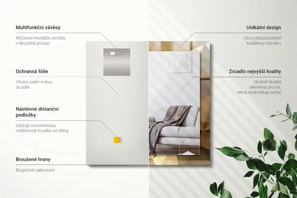 Rectangle decorative mirror geometric shapes