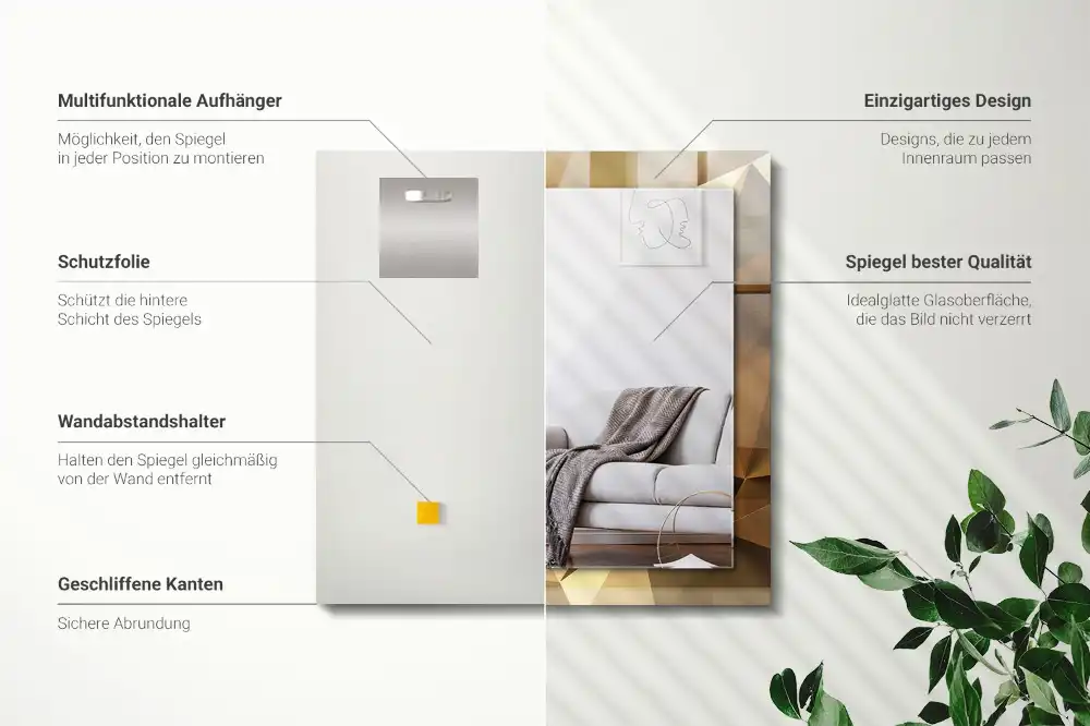 Rectangle decorative mirror geometric shapes