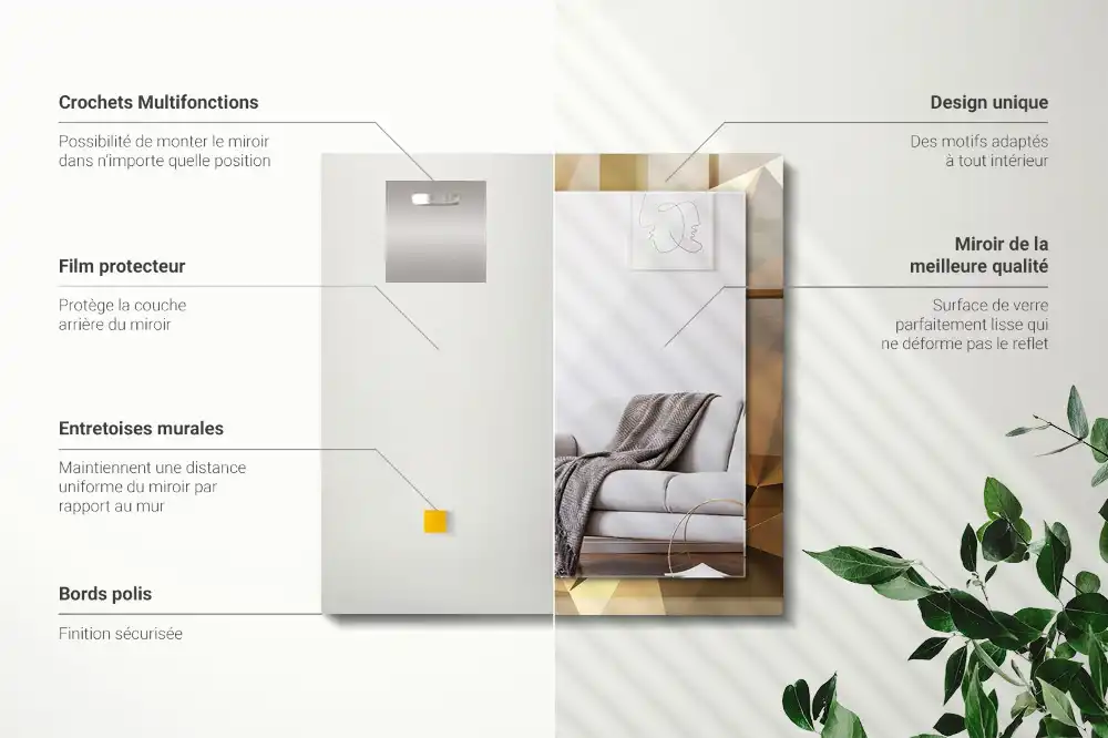 Rectangle decorative mirror geometric shapes