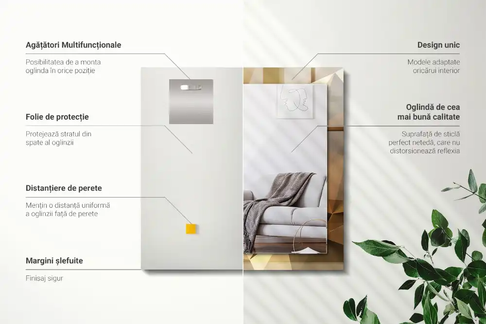 Rectangle decorative mirror geometric shapes