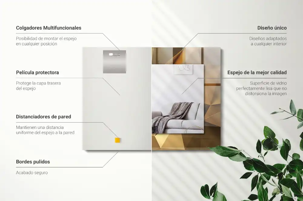 Rectangle decorative mirror geometric shapes