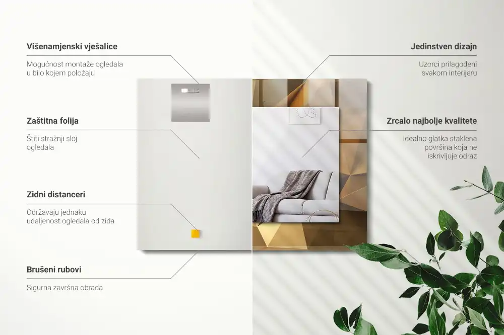 Rectangle decorative mirror geometric shapes