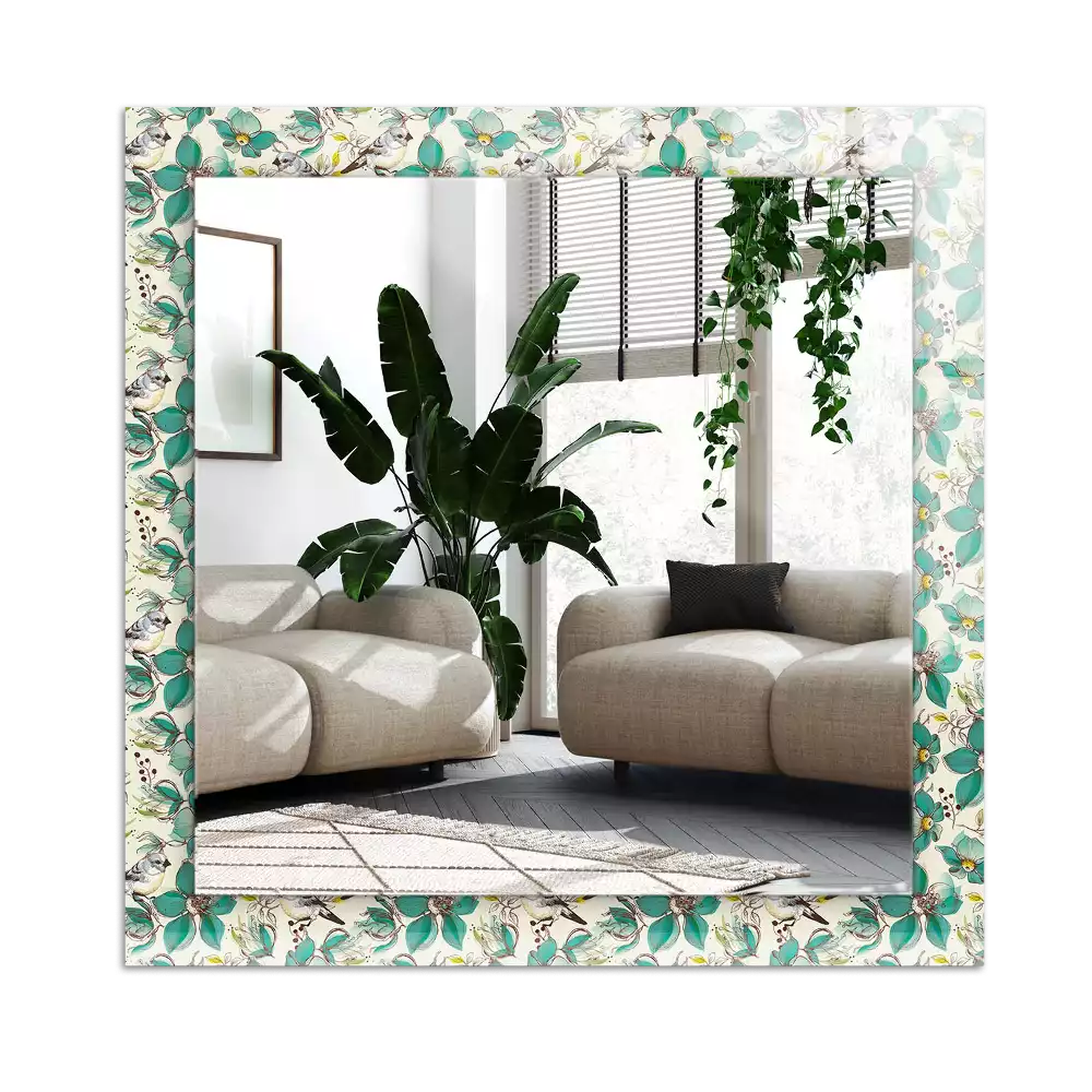Rectangular decorative mirror Birds and flowers