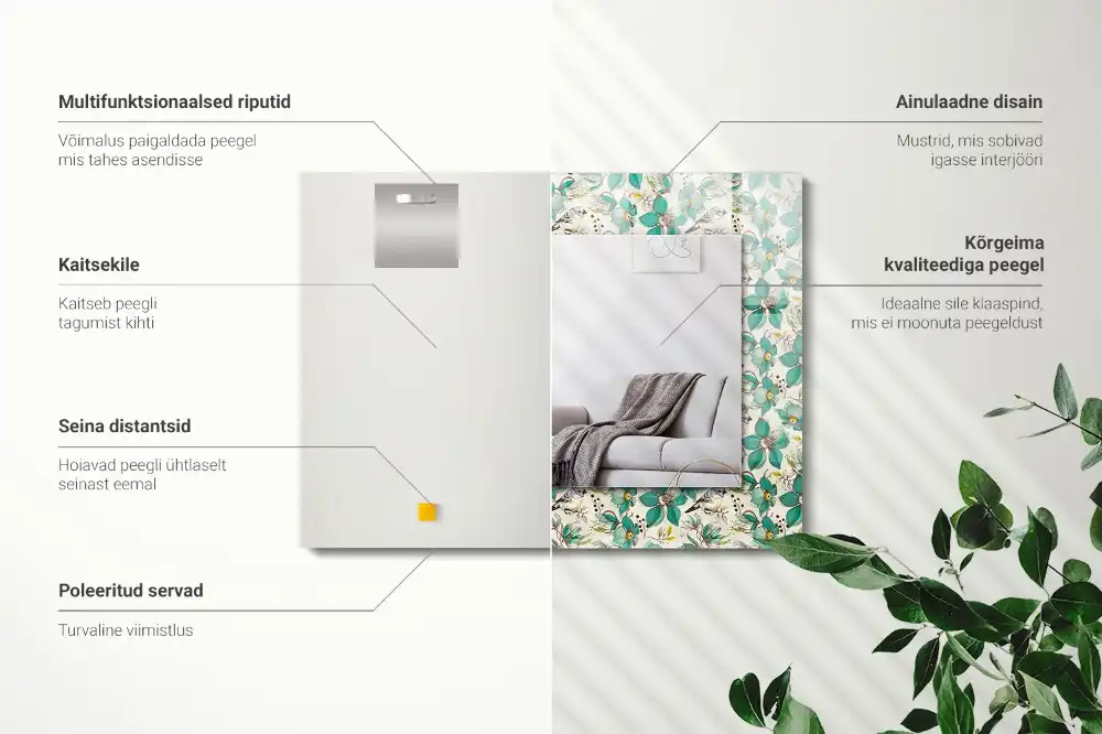 Rectangular decorative mirror Birds and flowers