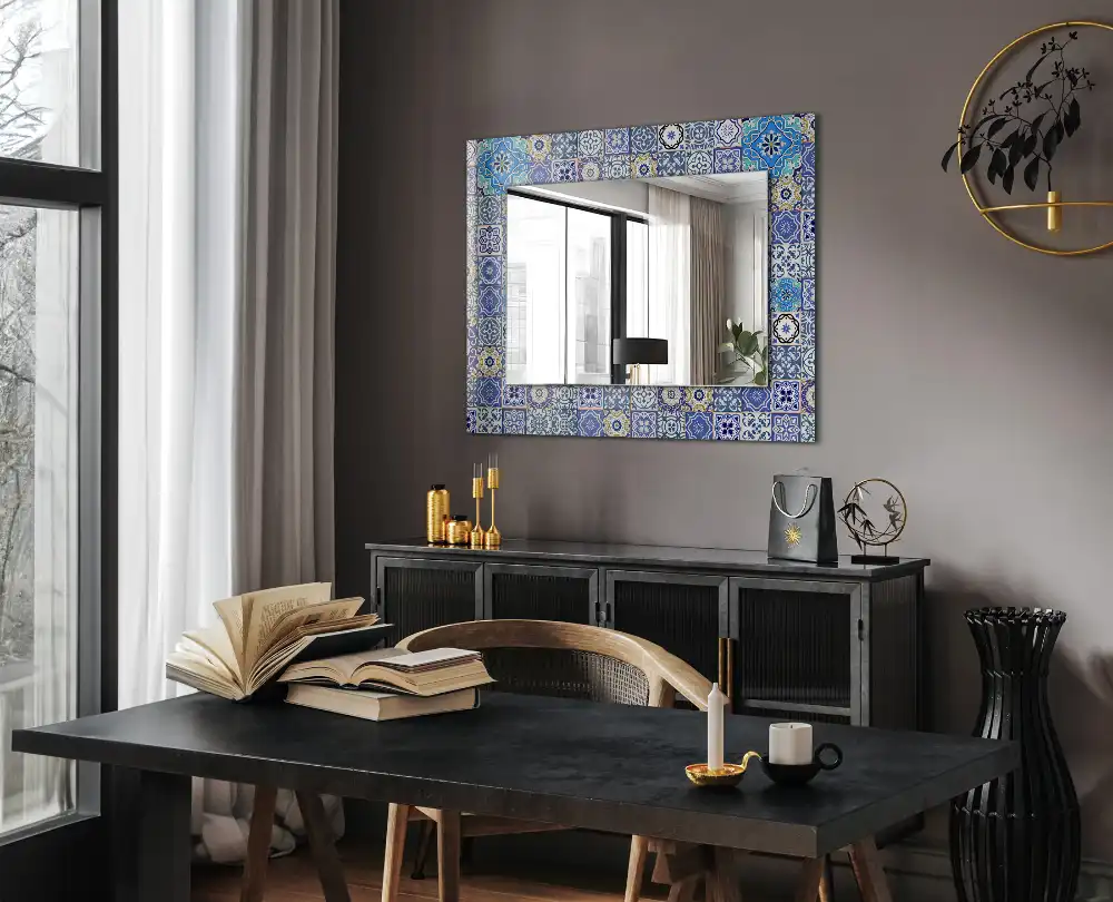 Rectangular mirror print Moroccan patterns