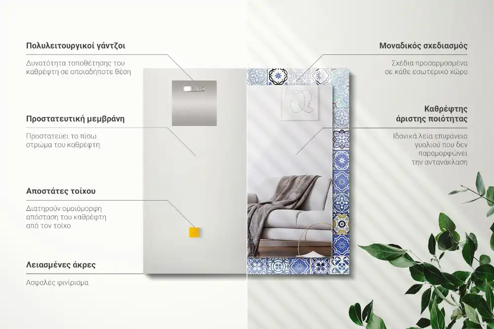 Rectangular mirror print Moroccan patterns