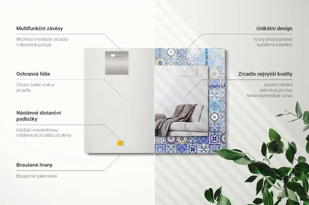 Rectangular mirror print Moroccan patterns