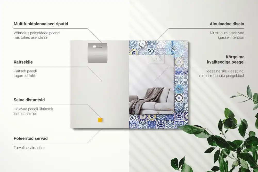 Rectangular mirror print Moroccan patterns