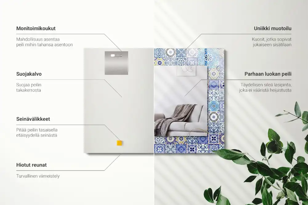 Rectangular mirror print Moroccan patterns