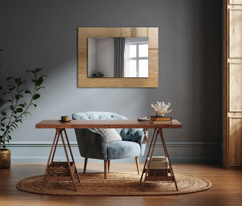 Rectangular decorative mirror Wood with structure