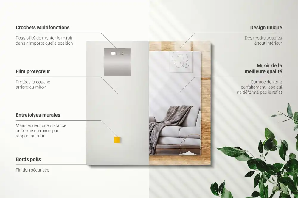 Rectangular decorative mirror Wood with structure