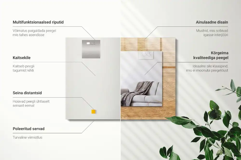 Rectangular decorative mirror Wood with structure