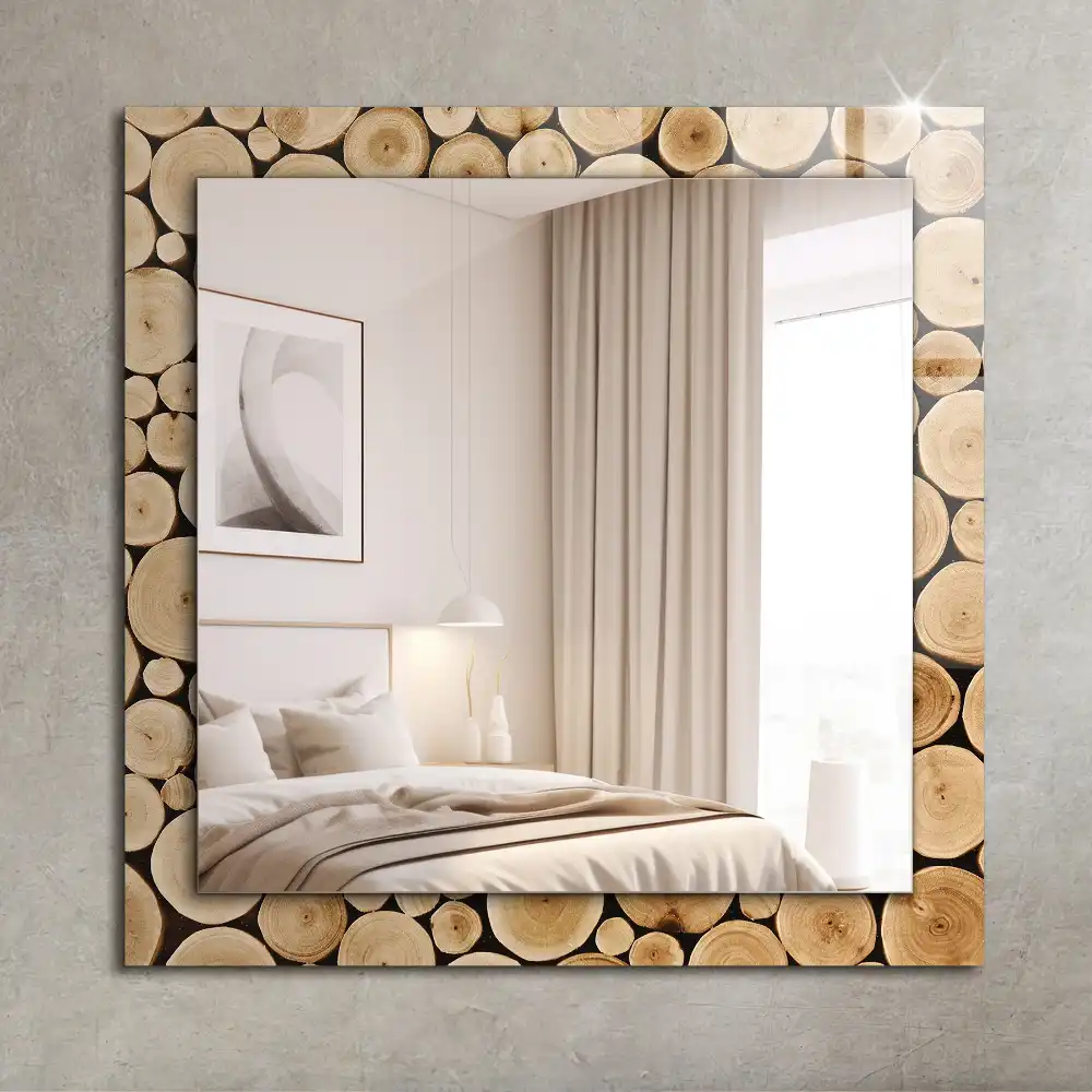 Rectangular mirror print Cross-sections of tree trunks