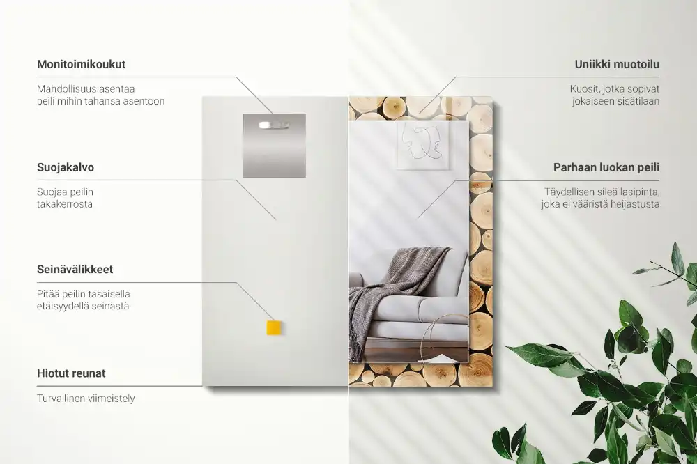 Rectangular mirror print Cross-sections of tree trunks