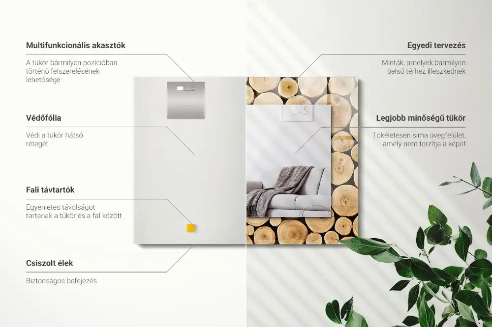 Rectangular mirror print Cross-sections of tree trunks