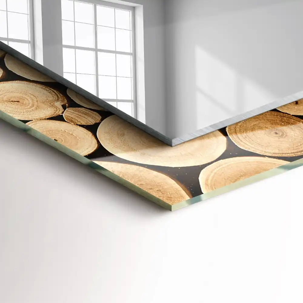 Rectangular mirror print Cross-sections of tree trunks