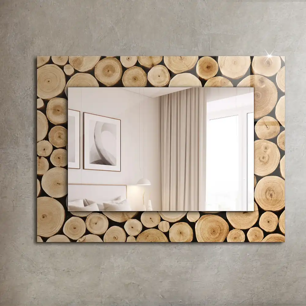 Rectangular mirror print Cross-sections of tree trunks