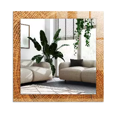 Rectangle decorative mirror Cross section of a tree trunk with growth rings