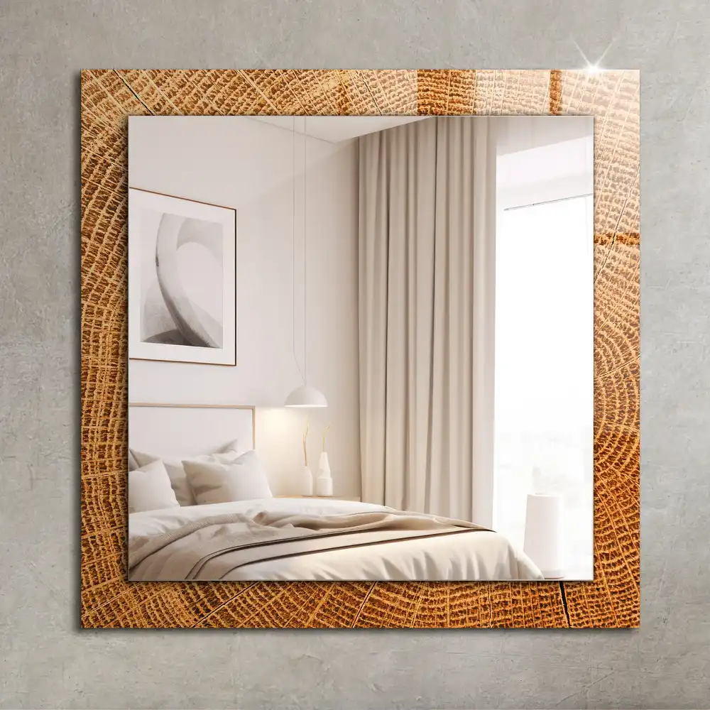 Rectangle decorative mirror Cross section of a tree trunk with growth rings
