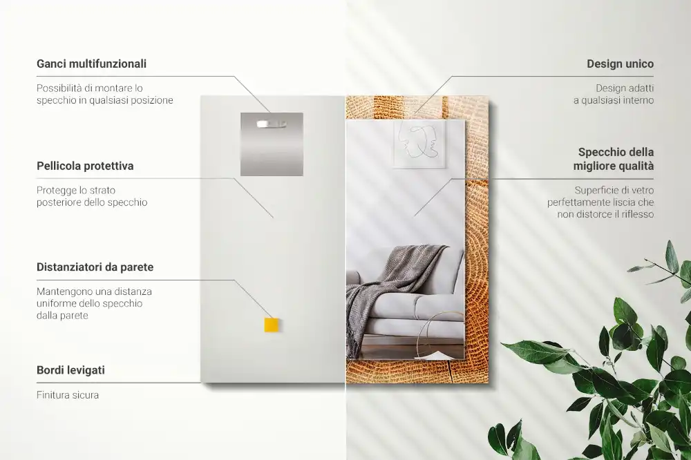 Rectangle decorative mirror Cross section of a tree trunk with growth rings