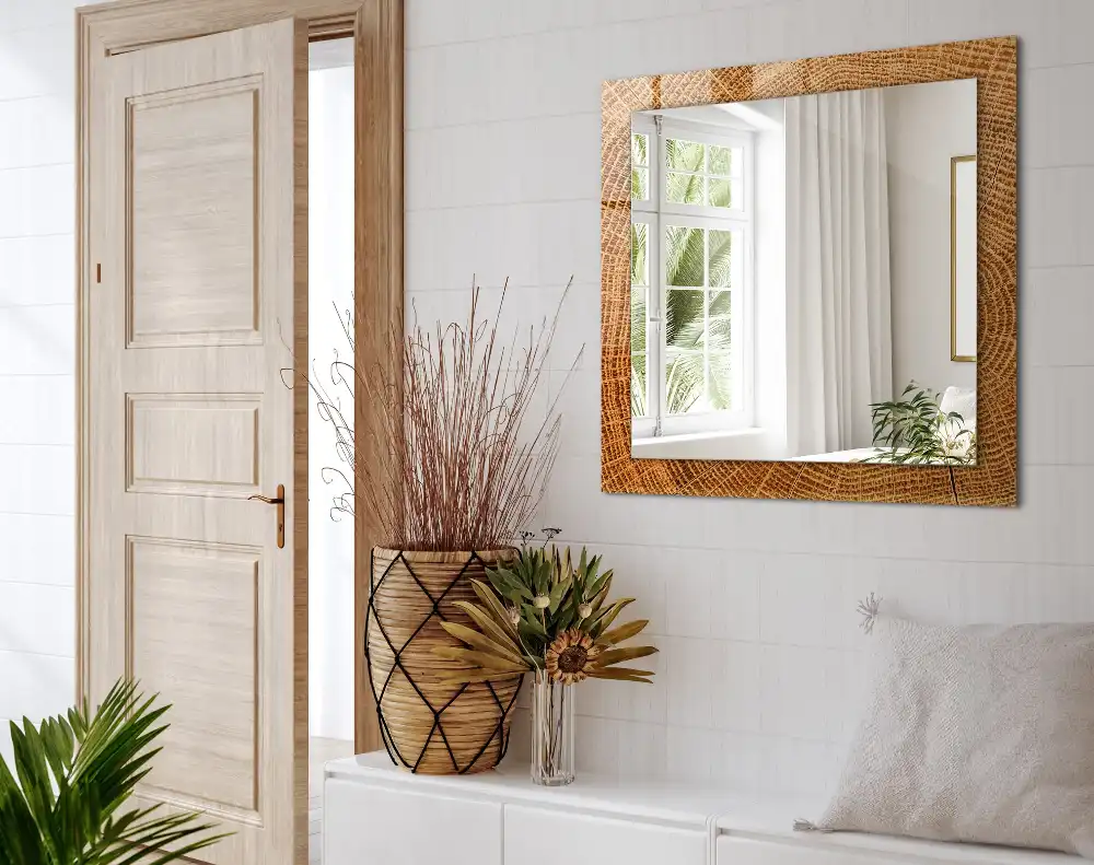 Rectangle decorative mirror Cross section of a tree trunk with growth rings