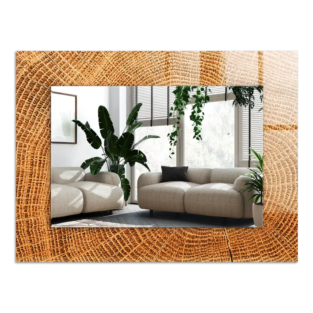 Rectangle decorative mirror Cross section of a tree trunk with growth rings