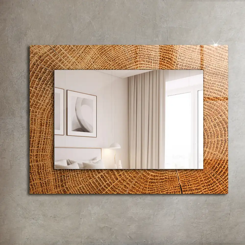 Rectangle decorative mirror Cross section of a tree trunk with growth rings
