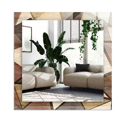 Rectangular wall mirror design Wooden geometric patterns