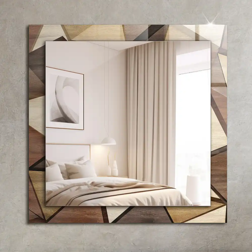 Rectangular wall mirror design Wooden geometric patterns
