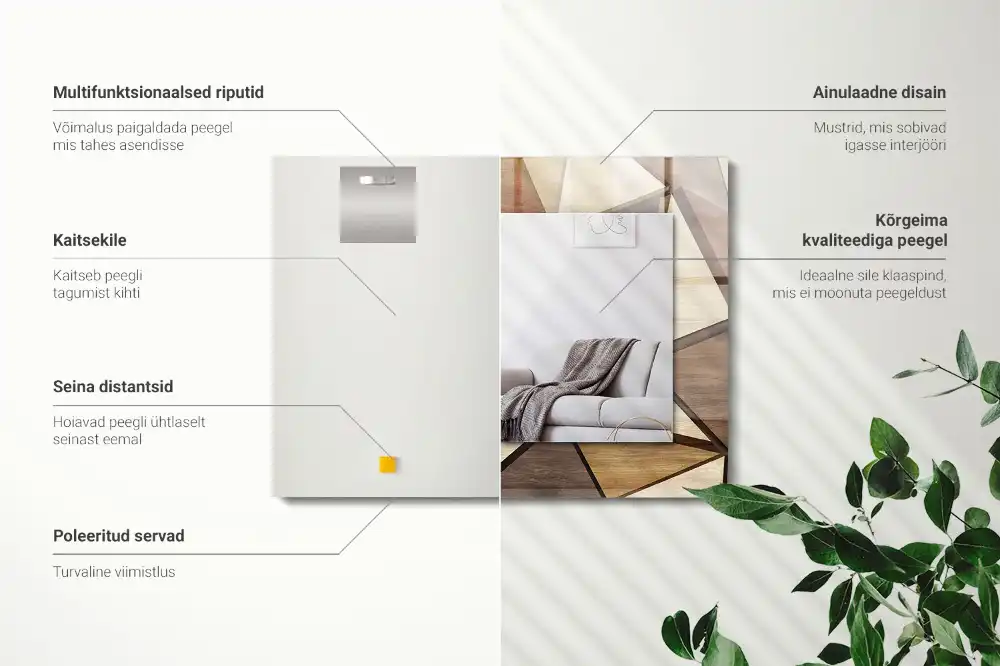 Rectangular wall mirror design Wooden geometric patterns