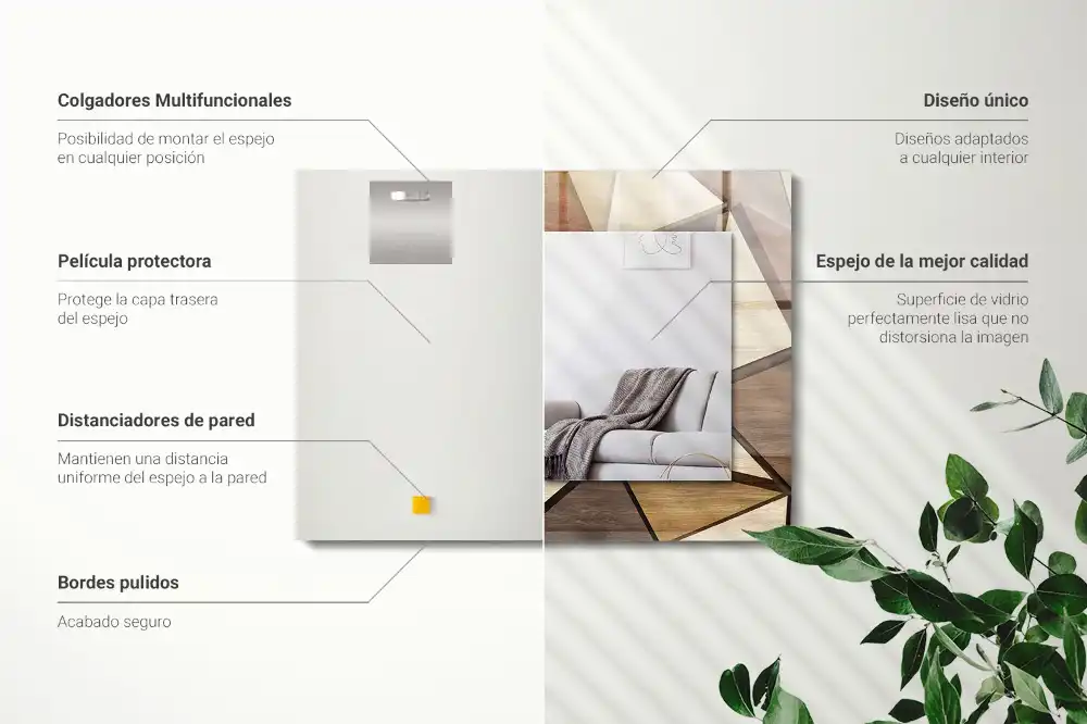 Rectangular wall mirror design Wooden geometric patterns