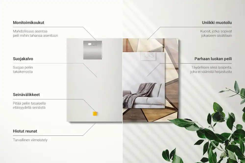 Rectangular wall mirror design Wooden geometric patterns