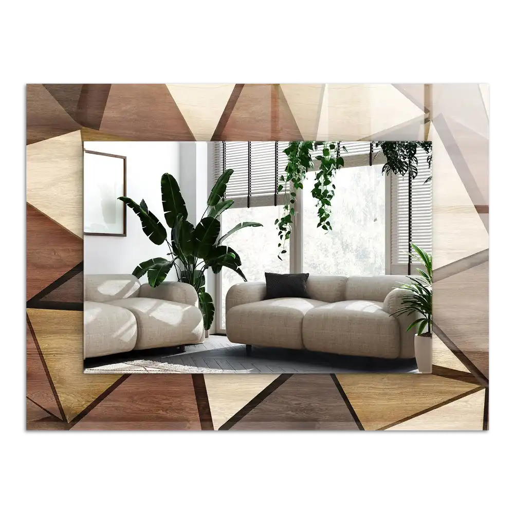 Rectangular wall mirror design Wooden geometric patterns