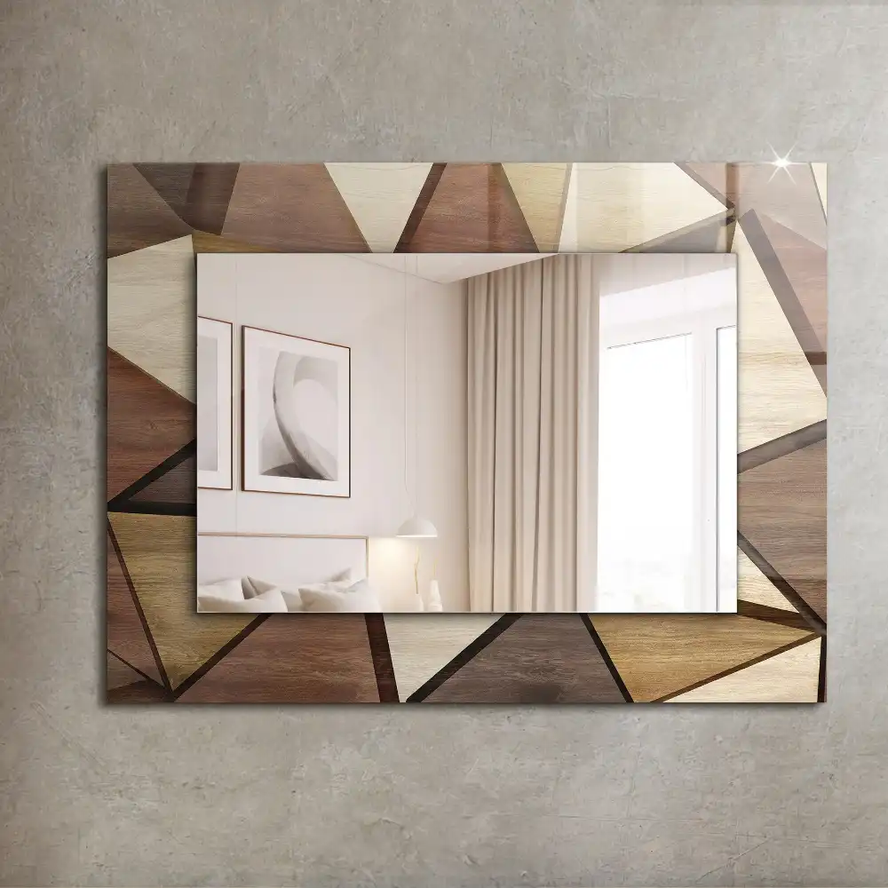 Rectangular wall mirror design Wooden geometric patterns