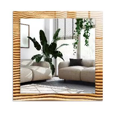 Rectangular decorative mirror Wooden waves
